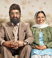 Citizen Khan. Image shows from L to R: Mr Khan (Adil Ray), Mrs Khan (Shobu Kapoor). Copyright: BBC