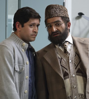 Citizen Khan. Image shows from L to R: Amjad (Abdullah Afzal), Mr Khan (Adil Ray). Copyright: BBC