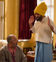 Citizen Khan. Image shows from L to R: Riaz (Nish Nathwani), Mr Khan (Adil Ray). Copyright: BBC