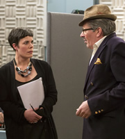 Count Arthur Strong. Image shows from L to R: Rachael (Selina Griffiths), Count Arthur Strong (Steve Delaney). Copyright: Retort / Komedia Entertainment