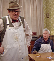 Count Arthur Strong. Image shows from L to R: Count Arthur Strong (Steve Delaney), Eggy (Dave Plimmer). Copyright: Retort / Komedia Entertainment