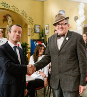 Count Arthur Strong. Image shows from L to R: JP Cooling (Jonathan Cullen), Count Arthur Strong (Steve Delaney). Copyright: Retort / Komedia Entertainment