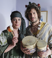 Cuckoo. Image shows from L to R: Connie (Selina Griffiths), Cuckoo (Andy Samberg). Copyright: Roughcut Television