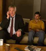 Cuckoo. Image shows from L to R: Ken (Greg Davies), Dale (Taylor Lautner). Copyright: Roughcut Television