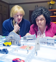 Don't Drop The Baton. Image shows from L to R: Arron Usher, Susan Calman. Copyright: BBC