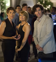 Episodes. Image shows from L to R: Beverly Lincoln (Tamsin Greig), Carol Rance (Kathleen Rose Perkins), Sean Lincoln (Stephen Mangan). Copyright: Hat Trick Productions / BBC