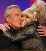 Friday Night With Jonathan Ross. Image shows from L to R: Larry Lamb, Barbara Windsor. Copyright: Hot Sauce