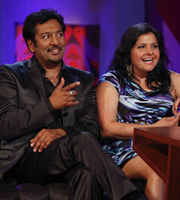 Friday Night With Jonathan Ross. Image shows from L to R: Nitin Ganatra, Nina Wadia. Copyright: Hot Sauce