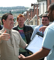 Gavin & Stacey. Image shows from L to R: Bryn (Rob Brydon), Gavin (Mathew Horne). Copyright: Baby Cow Productions