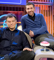 Genius With Dave Gorman. Image shows from L to R: Stewart Lee, Dave Gorman. Copyright: BBC