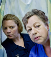 Getting On. Image shows from L to R: Sister Den Flixter (Joanna Scanlan), Nurse Kim Wilde (Jo Brand). Copyright: Vera Productions