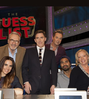 The Guess List. Image shows from L to R: Melanie Chisholm, Larry Lamb, Rob Brydon, Julian Clary, David Haye, Deborah Meaden. Copyright: 12 Yard Productions