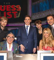 The Guess List. Image shows from L to R: Kian Egan, Ronnie Corbett, Rob Brydon, Kate Silverton, Tess Daly, David Walliams. Copyright: 12 Yard Productions