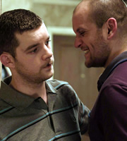 Him & Her. Image shows from L to R: Steve (Russell Tovey), Paul (Ricky Champ). Copyright: Big Talk Productions