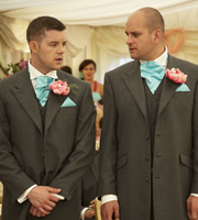 Him & Her. Image shows from L to R: Steve (Russell Tovey), Paul (Ricky Champ). Copyright: Big Talk Productions