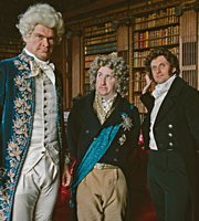 Horrible Histories. Image shows from L to R: Simon Farnaby, Jim Howick, Laurence Rickard. Copyright: Lion Television / Citrus Television