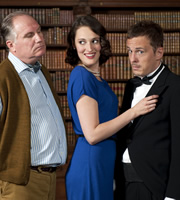 How Not To Live Your Life. Image shows from L to R: Harrison (Rupert Vansittart), Harriet (Jessica Knappett), Don Danbury (Dan Clark). Copyright: Brown Eyed Boy