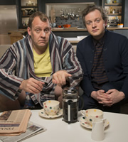 In And Out Of The Kitchen. Image shows from L to R: Anthony McIlvanney (Justin Edwards), Damien Trench (Miles Jupp). Copyright: BBC