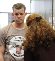 The Job Lot. Image shows from L to R: Karl (Russell Tovey), Trish (Sarah Hadland). Copyright: Big Talk Productions