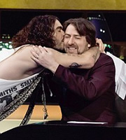 The Jonathan Ross Show. Image shows from L to R: Russell Brand, Jonathan Ross. Copyright: Hot Sauce / ITV Studios