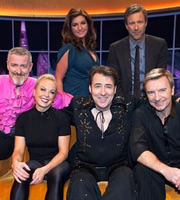 The Jonathan Ross Show. Image shows from L to R: Griff Rhys Jones, Jayne Torvill, Karren Brady, Jonathan Ross, Aaron Eckhart, Christopher Dean. Copyright: Hot Sauce / ITV Studios