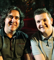 Kevin Bridges: What's The Story?. Image shows from L to R: Micky Flanagan, Kevin Bridges. Copyright: Open Mike Productions