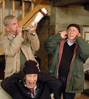 Last Of The Summer Wine. Image shows from L to R: Luther 'Hobbo' Hobdyke (Russ Abbot), Entwistle (Burt Kwouk), Alvin Smedley (Brian Murphy). Copyright: BBC