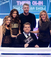 A League Of Their Own. Image shows from L to R: Georgie Ainslie, Stacey Solomon, James Corden, Andrew Flintoff, Gabby Logan. Copyright: CPL Productions