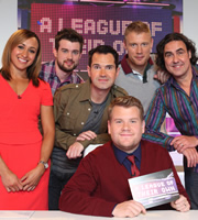 A League Of Their Own. Image shows from L to R: Jessica Ennis, Jack Whitehall, Jimmy Carr, James Corden, Andrew Flintoff, Micky Flanagan. Copyright: CPL Productions