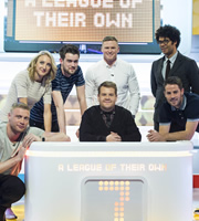 A League Of Their Own. Image shows from L to R: Andrew Flintoff, Paula Radcliffe, Jack Whitehall, James Corden, Chris Ashton, Richard Ayoade, Jamie Redknapp. Copyright: CPL Productions