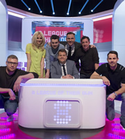 A League Of Their Own. Image shows from L to R: Andrew Flintoff, Pixie Lott, Jack Whitehall, James Corden, David Walliams, Robbie Fowler, Jamie Redknapp. Copyright: CPL Productions