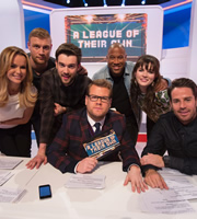 A League Of Their Own. Image shows from L to R: Amanda Holden, Andrew Flintoff, Jack Whitehall, James Corden, John Barnes, Aisling Bea, Jamie Redknapp. Copyright: CPL Productions