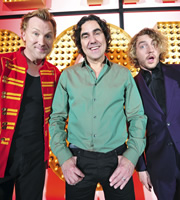 Live At The Apollo. Image shows from L to R: Jason Byrne, Micky Flanagan, Seann Walsh. Copyright: Open Mike Productions