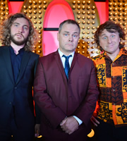 Live At The Apollo. Image shows from L to R: Seann Walsh, Jack Dee, Milton Jones. Copyright: Open Mike Productions