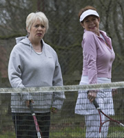 Love And Marriage. Image shows from L to R: Pauline Paradise (Alison Steadman), Rowan Holdaway (Celia Imrie). Copyright: Tiger Aspect Productions