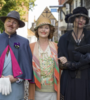 Mapp & Lucia. Image shows from L to R: Georgie Pillson (Steve Pemberton), Elizabeth Mapp (Miranda Richardson), Lucia Lucas (Anna Chancellor). Copyright: BBC