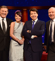 The Michael McIntyre Chat Show. Image shows from L to R: Terry Wogan, Lily Allen, Michael McIntyre, Alan Sugar. Copyright: Open Mike Productions