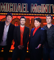 Michael McIntyre's Comedy Roadshow. Image shows from L to R: Stewart Francis, Mark Watson, Michael McIntyre, Rhod Gilbert. Copyright: Open Mike Productions