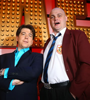 Michael McIntyre's Comedy Roadshow. Image shows from L to R: Michael McIntyre, Al Murray. Copyright: Open Mike Productions