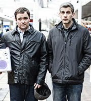 The Mimic. Image shows from L to R: Neil (Neil Maskell), Martin Hurdle (Terry Mynott). Copyright: Running Bare Pictures