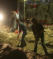 Misfits. Image shows from L to R: Curtis (Nathan Stewart-Jarrett), Simon (Iwan Rheon), Nathan (Robert Sheehan). Copyright: Clerkenwell Films