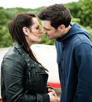 Misfits. Image shows from L to R: Kelly (Lauren Socha), Seth (Matthew McNulty). Copyright: Clerkenwell Films