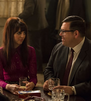Mr. Sloane. Image shows from L to R: Robin (Ophelia Lovibond), Mr Sloane (Nick Frost). Copyright: Whyaduck Productions / Big Talk Productions