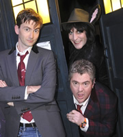 Never Mind The Buzzcocks. Image shows from L to R: David Tennant, Noel Fielding, Phill Jupitus. Copyright: TalkbackThames / BBC