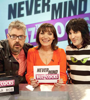 Never Mind The Buzzcocks. Image shows from L to R: Phill Jupitus, Lorraine Kelly, Noel Fielding. Copyright: TalkbackThames / BBC