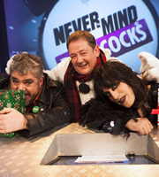 Never Mind The Buzzcocks. Image shows from L to R: Phill Jupitus, Johnny Vegas, Noel Fielding. Copyright: TalkbackThames / BBC