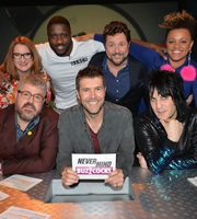 Never Mind The Buzzcocks. Image shows from L to R: Sarah Millican, Phill Jupitus, Maxwell Ansah, Rhod Gilbert, Michael Ball, Noel Fielding, Gemma Cairney. Copyright: TalkbackThames / BBC