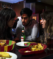 Not Safe For Work. Image shows from L to R: Katherine (Zawe Ashton), Danny (Sacha Dhawan), Angela (Jo Hartley). Copyright: Clerkenwell Films