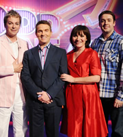 Odd One In. Image shows from L to R: Julian Clary, Bradley Walsh, Lorraine Kelly, Jason Manford. Copyright: Zeppotron