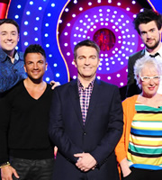 Odd One In. Image shows from L to R: Jason Manford, Peter Andre, Bradley Walsh, Jenny Eclair, Jack Whitehall. Copyright: Zeppotron